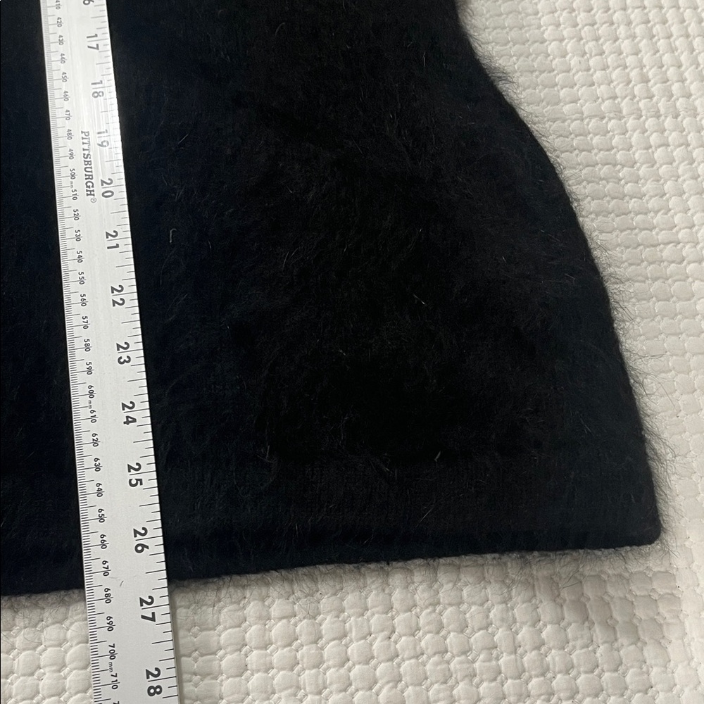 Vintage Venesha Angora Fuzzy Black Coat Rhinestones On Collar View 5